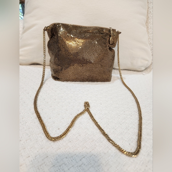 Whiting and Davis bronze/gold Mesh Chain Crossbody Bag EUC Vintage - Picture 2 of 9
